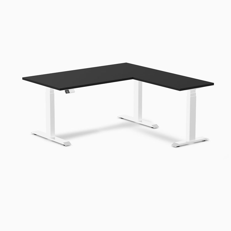 Bureau assis-debout d'angle en L en mélamine Desky Eco