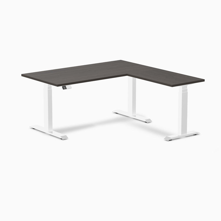 Bureau assis-debout d'angle en L en mélamine Desky Eco