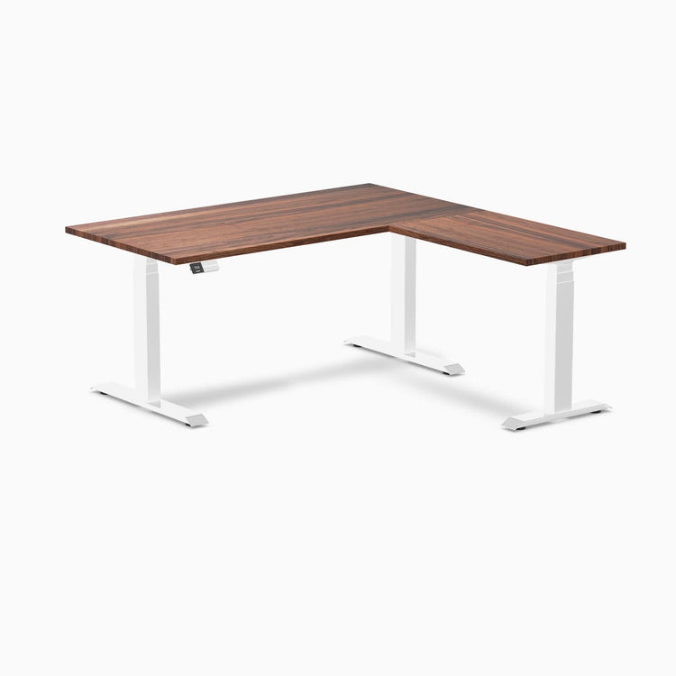 Desky Hardwood L-Shape Sit Stand Desk