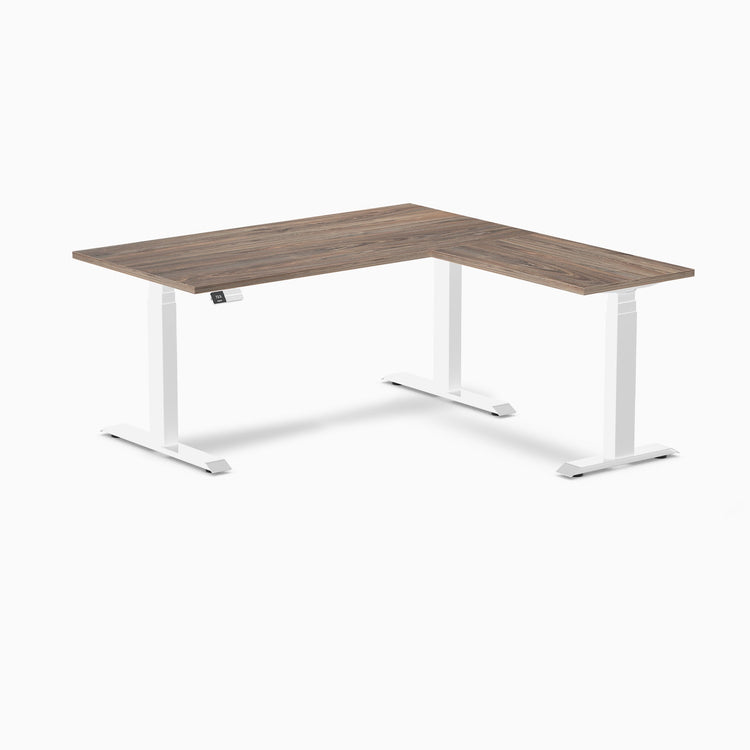 Bureau assis-debout d'angle en L en mélamine Desky Eco