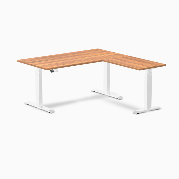 Bureau assis-debout d'angle en L en mélamine Desky Eco