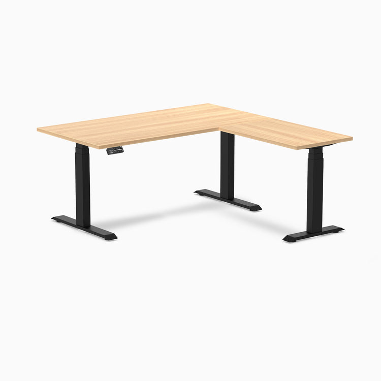 Bureau assis-debout d'angle en L en mélamine Desky Eco