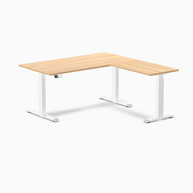Bureau assis-debout d'angle en L en mélamine Desky Eco