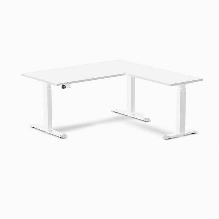 Bureau assis-debout d'angle en L en mélamine Desky Eco