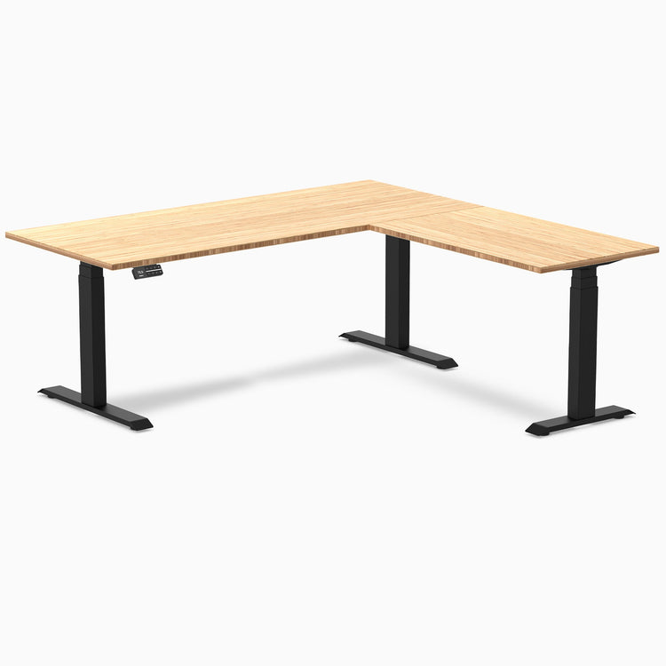 Bureau assis debout d'angle en bambou Desky