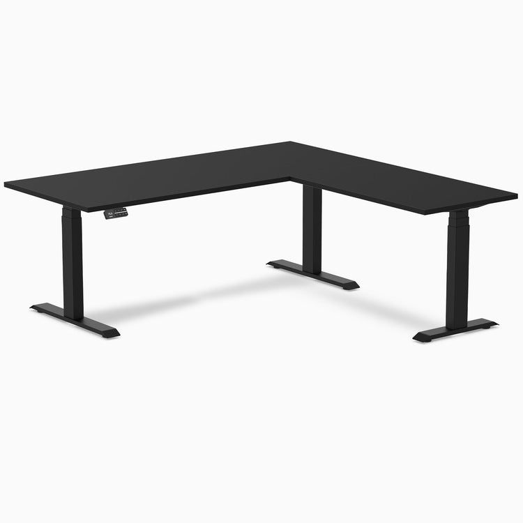 Bureau assis-debout d'angle en L en mélamine Desky Eco