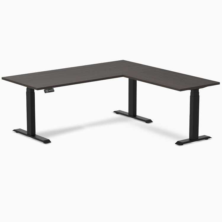 Bureau assis-debout d'angle en L en mélamine Desky Eco