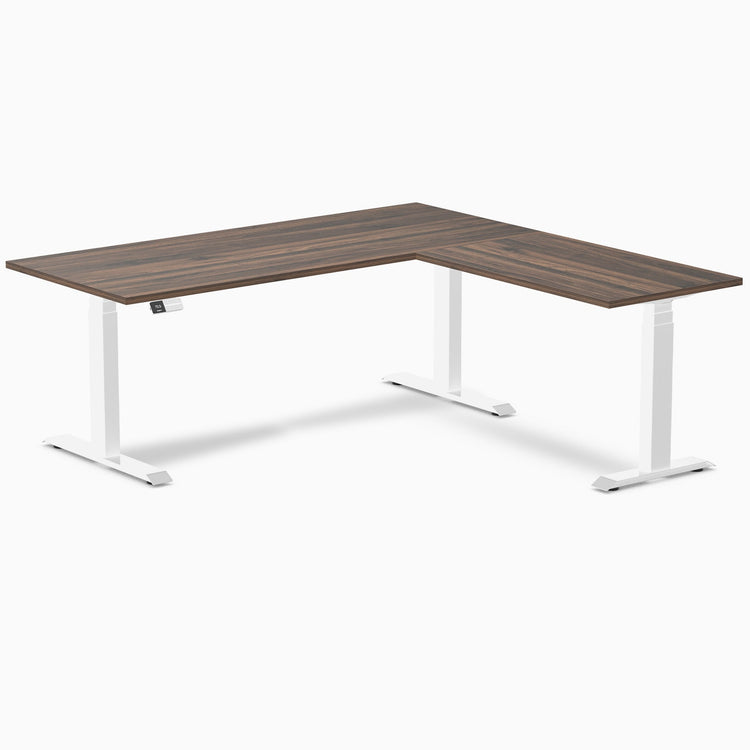 Bureau assis-debout d'angle en L en mélamine Desky Eco
