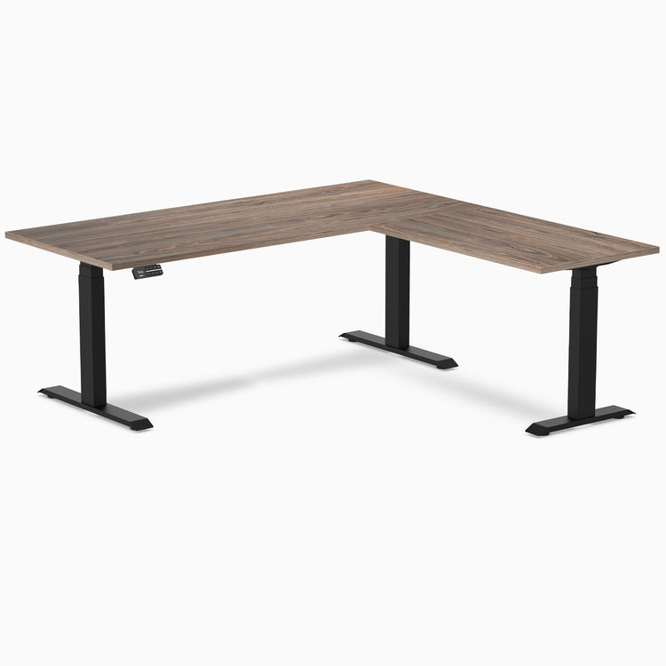 Bureau assis-debout d'angle en L en mélamine Desky Eco