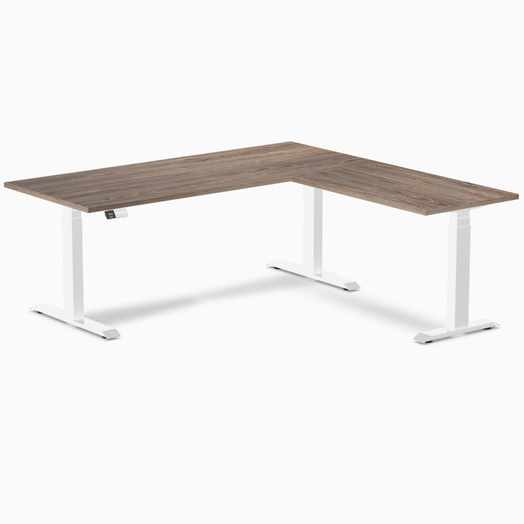 Bureau assis-debout d'angle en L en mélamine Desky Eco