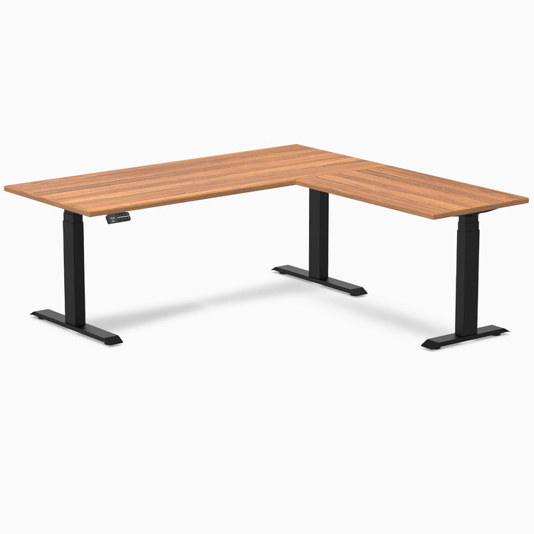 Bureau assis-debout d'angle en L en mélamine Desky Eco