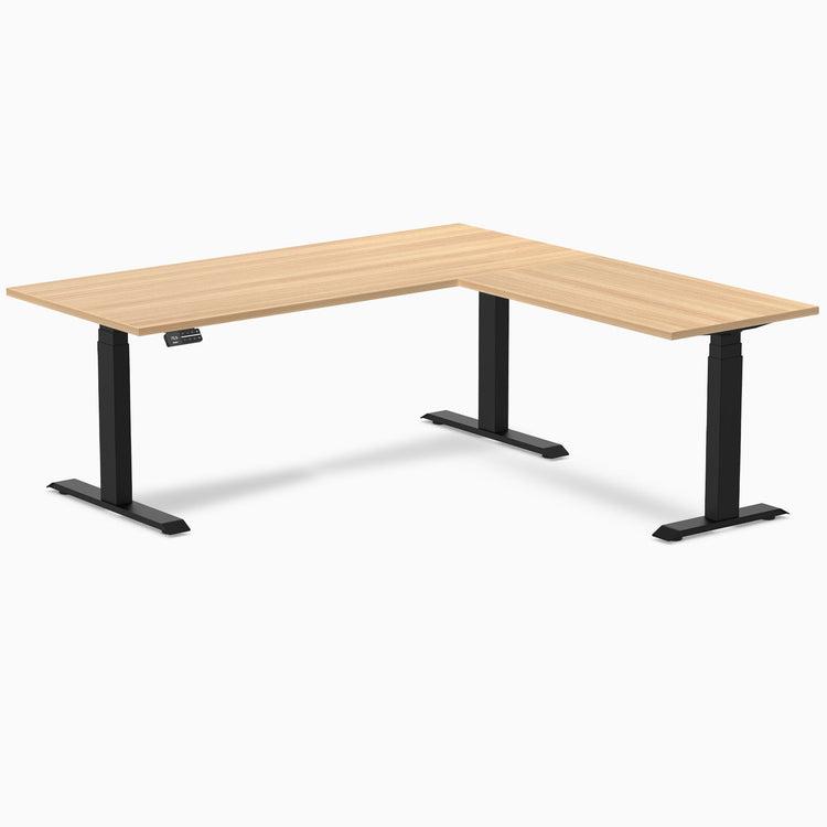 Bureau assis-debout d'angle en L en mélamine Desky Eco