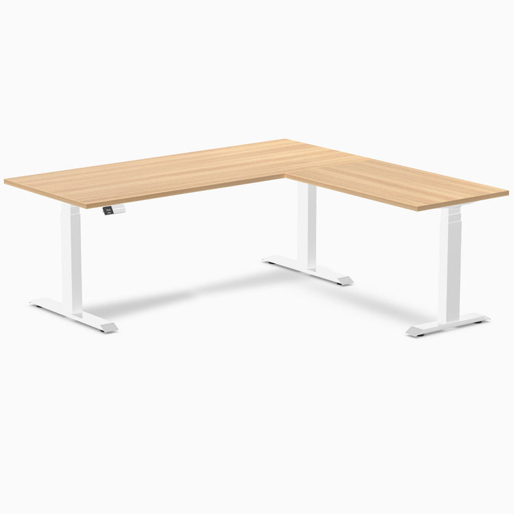 Bureau assis-debout d'angle en L en mélamine Desky Eco